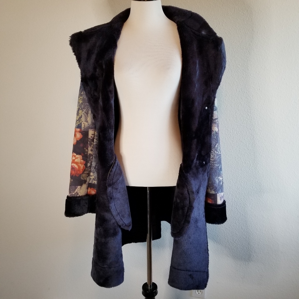 Coldwater Creek Floral Faux Suede Coat - Picture 5 of 8